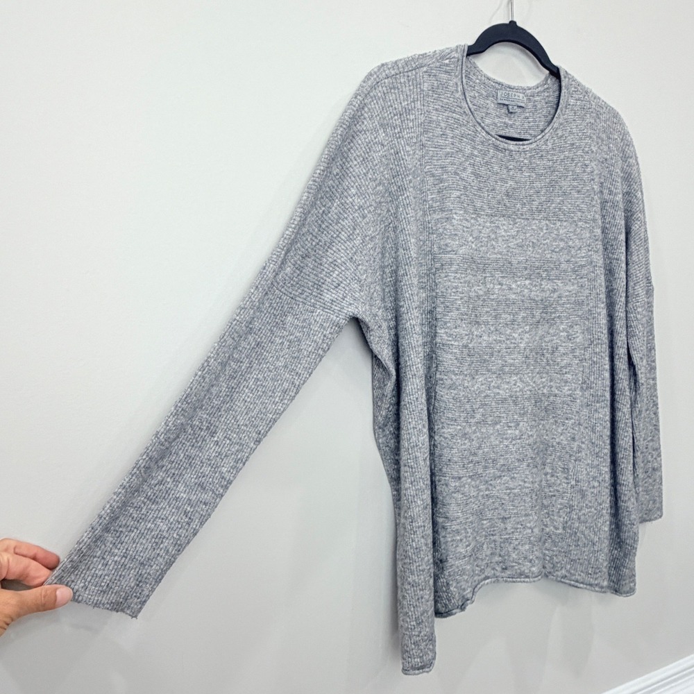 Joseph A Women Medium Sweater Gray Ribbed Knit Long Sleeve Crew Neck Relaxed